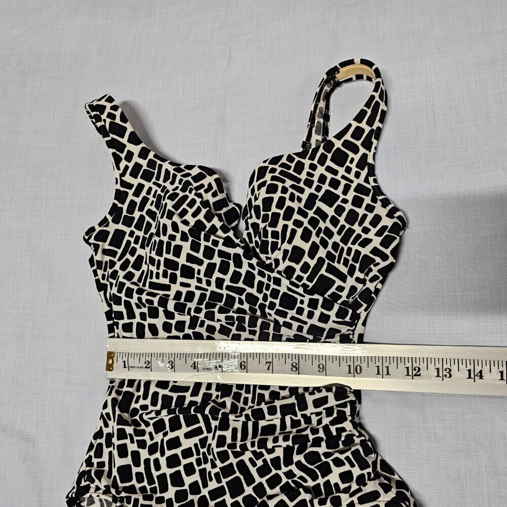 Miraclesuit Escape One Piece Swimsuit Women Size 10 Black White U Wire - Picture 9 of 14